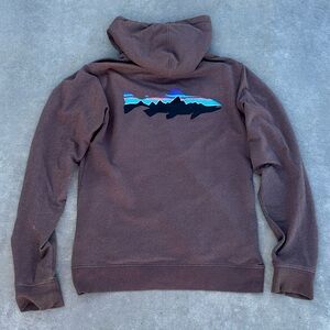 patagonia fish full zip up sweatshirt long sleeve jacket hoodie full sweater